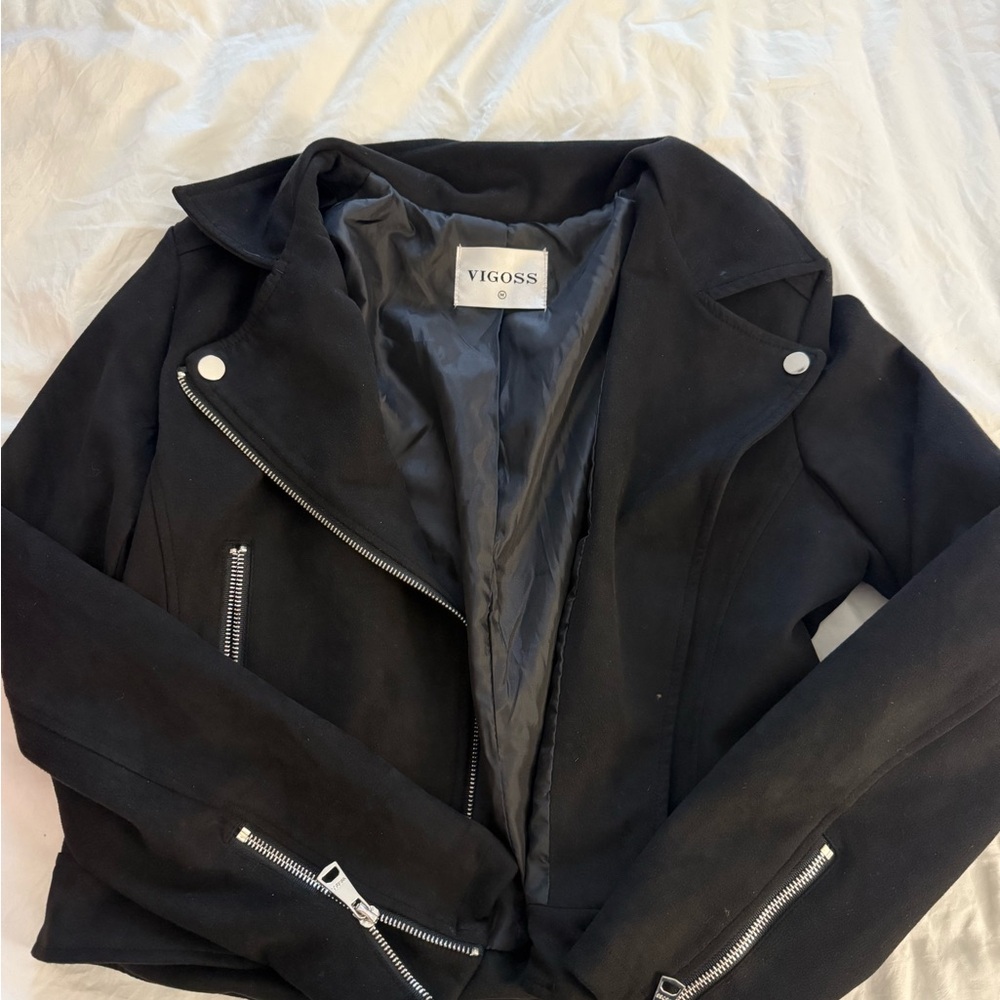 Vigoss black suede moto jacket M